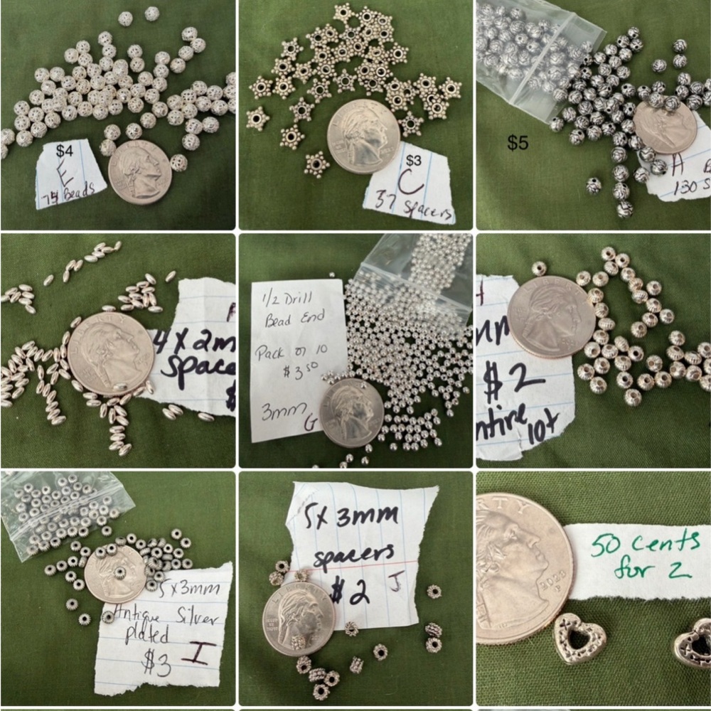 Silver plated spacers  Rondelle Beads